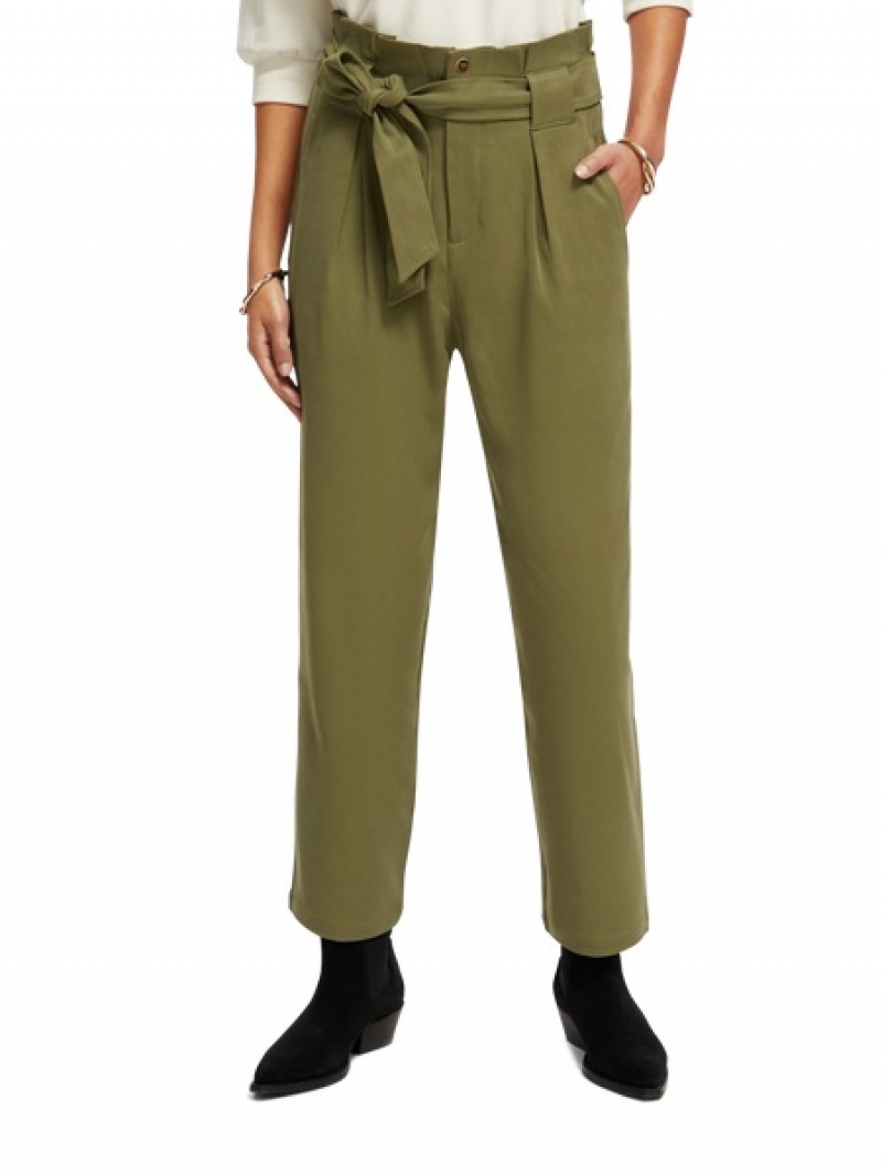 Scotch & Soda The Daisy High-rise Paper Bag Hosen Damen Grün | SN-SAS56844