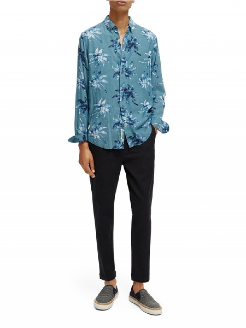 Scotch & Soda The Drift Regular Tapered-fit Twill Hose Herren Navy | SN-SAS56564