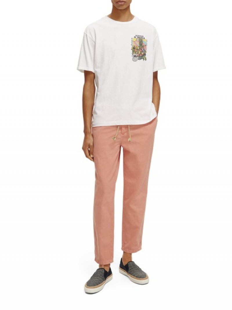 Scotch & Soda The Drift Regular Tapered-fit Garment-dyed Hose Herren Rosa | SN-SAS56591