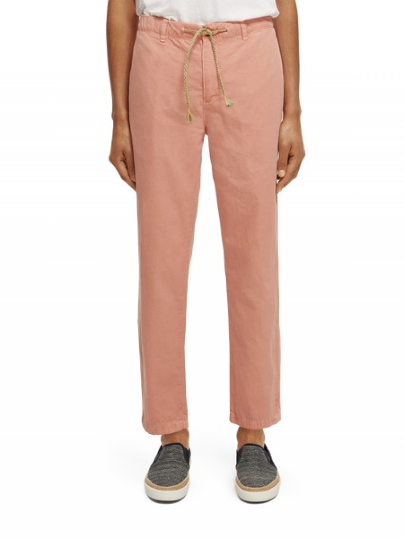 Scotch & Soda The Drift Regular Tapered-fit Garment-dyed Hose Herren Rosa | SN-SAS56591