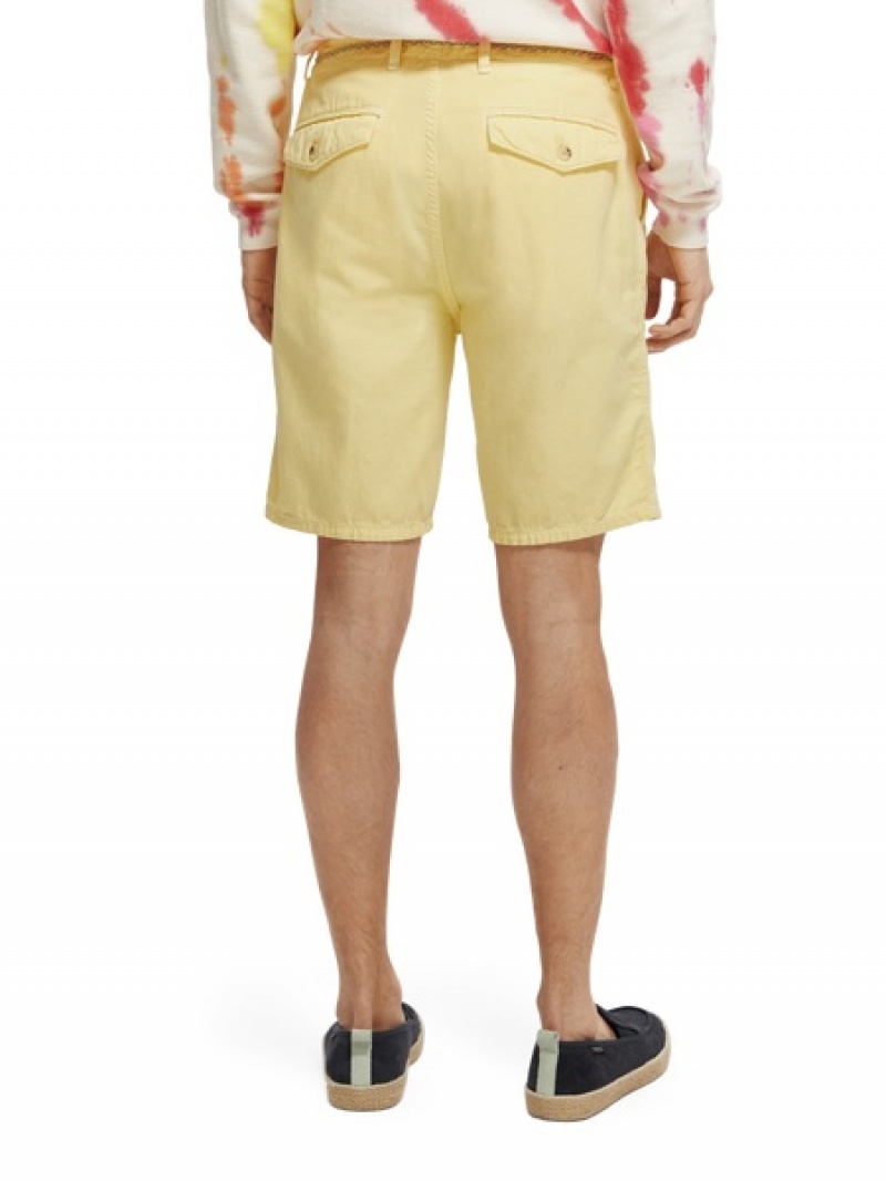 Scotch & Soda The Fave Garment-dyed Linen-blended Kurze Hose Herren Gelb | SN-SAS56638