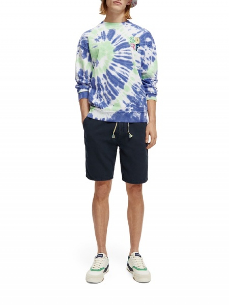 Scotch & Soda The Fave Garment-dyed Linen-blended Kurze Hose Herren Navy | SN-SAS56639
