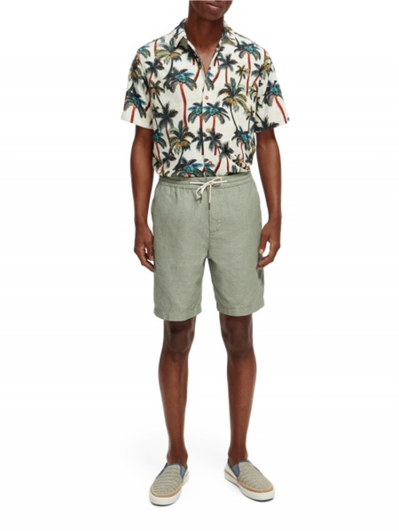Scotch & Soda The Fave Linen-blended Bermuda Kurze Hose Herren Grün | SN-SAS56656