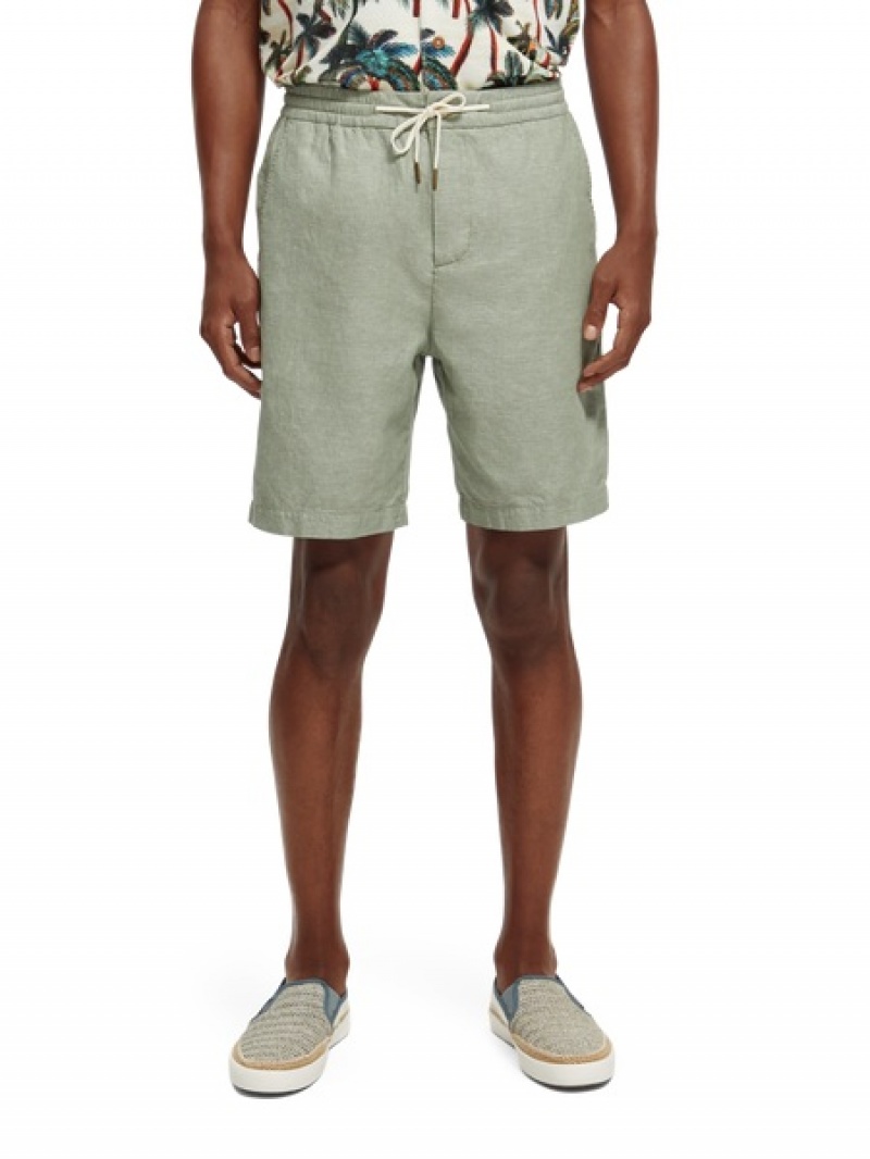 Scotch & Soda The Fave Linen-blended Bermuda Kurze Hose Herren Grün | SN-SAS56656
