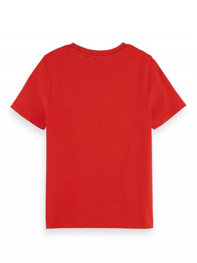 Scotch & Soda The Free Spirit Peace Bird Regular Fit T-Shirt Damen Rot | SN-SAS56753