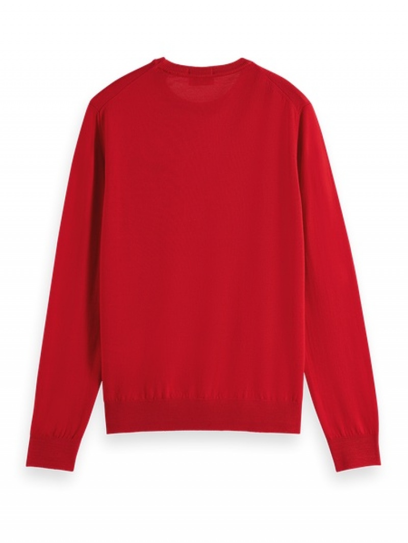 Scotch & Soda The Free Spirit Peace Bird Merino Wolle Crewneck Pullover Herren Rot | SN-SAS56420