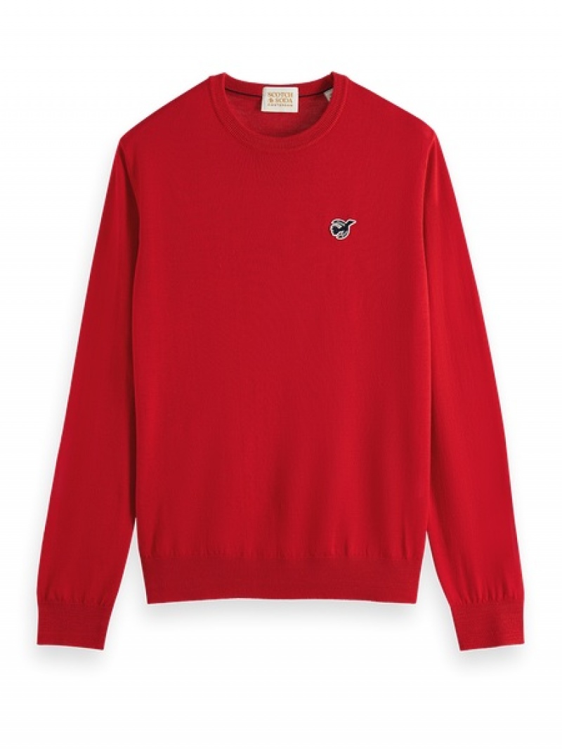 Scotch & Soda The Free Spirit Peace Bird Merino Wolle Crewneck Pullover Herren Rot | SN-SAS56420