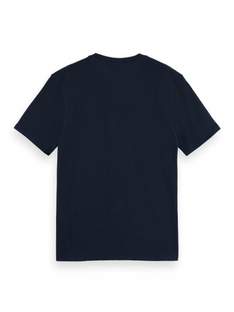 Scotch & Soda The Free Spirit Peace Bird Organic Baumwoll T-Shirt Herren Navy | SN-SAS56498