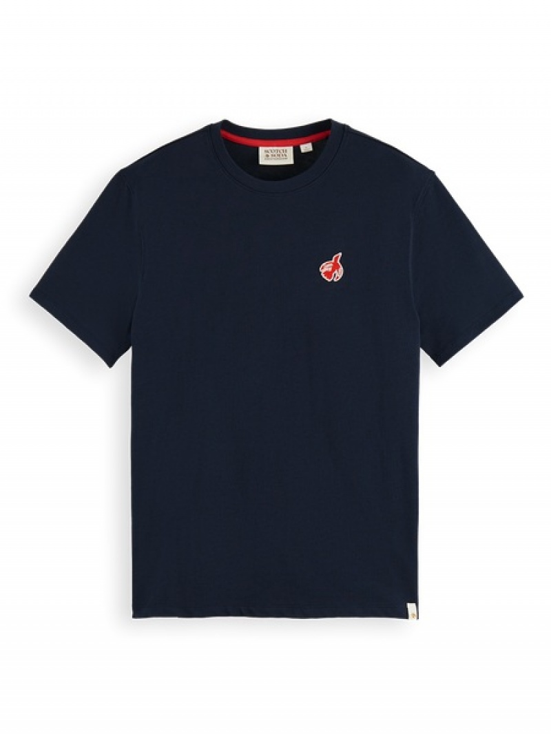 Scotch & Soda The Free Spirit Peace Bird Organic Baumwoll T-Shirt Herren Navy | SN-SAS56498