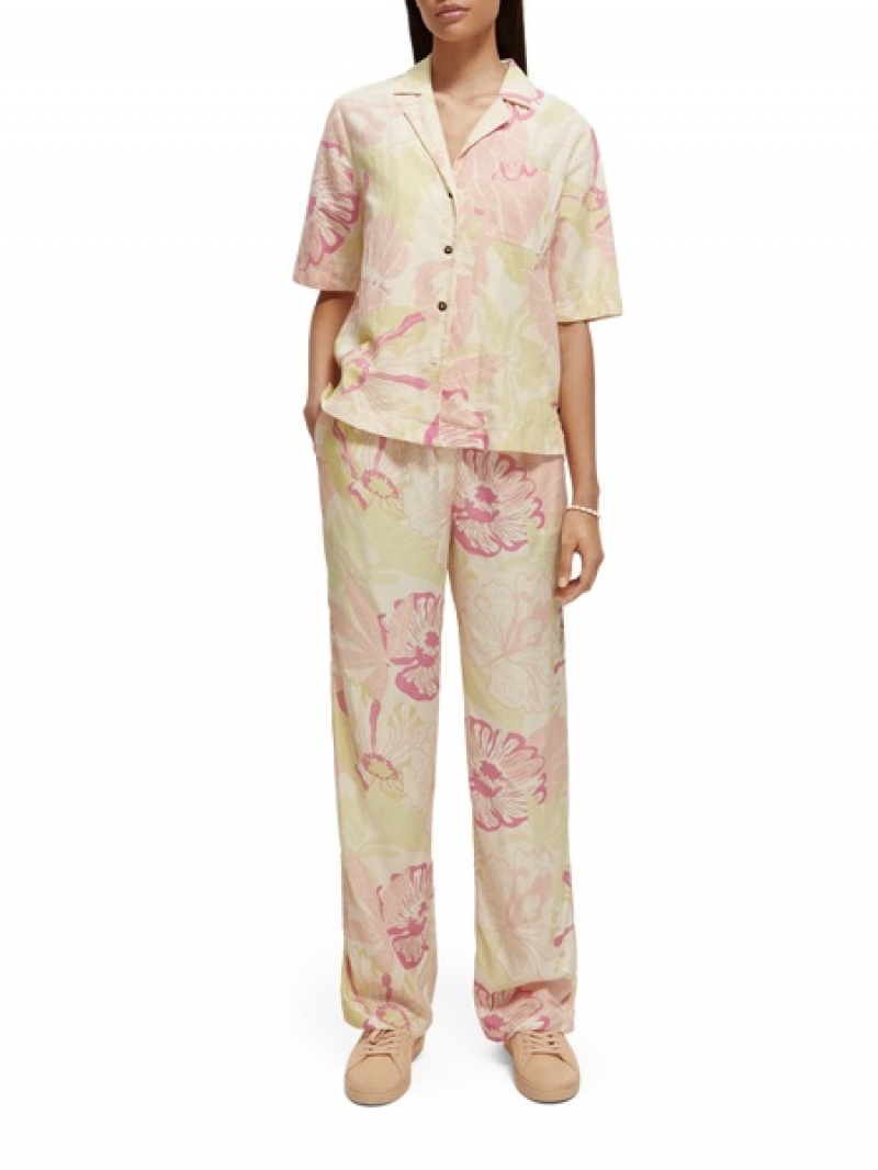 Scotch & Soda The Gia Mid-rise Weite-leg Printed Hose Damen Mehrfarbig | SN-SAS56841