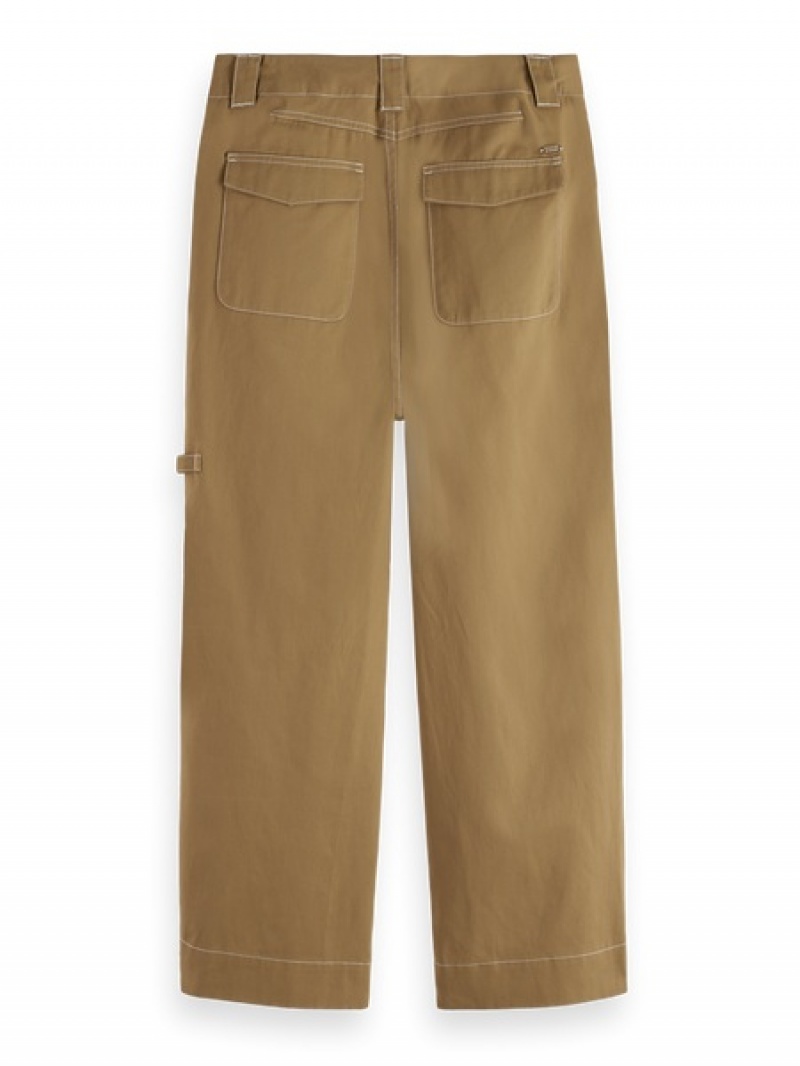 Scotch & Soda The Liv High Rise Gerade Leg Hosen Damen Braun | SN-SAS56840