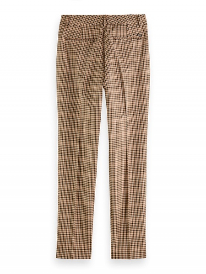 Scotch & Soda The Lowry Mid-rise Slim Fit Checked Hosen Damen Mehrfarbig | SN-SAS56843