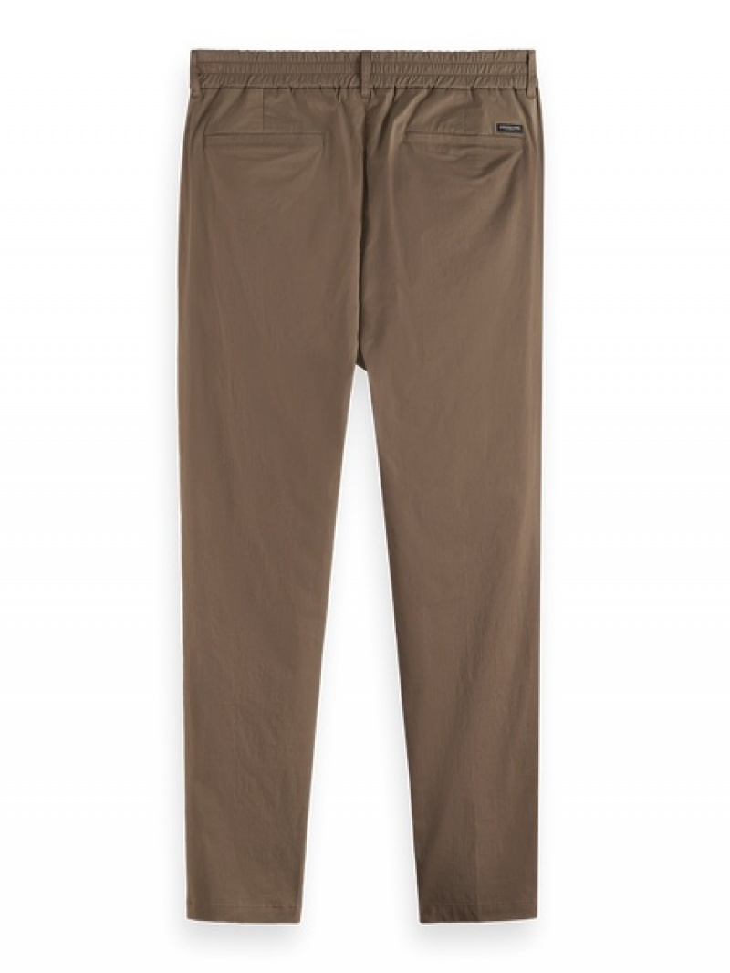 Scotch & Soda The Morton - Relaxed Slim-fit Stretch Poplin Hose Herren Dunkelgrau Braun | SN-SAS56578