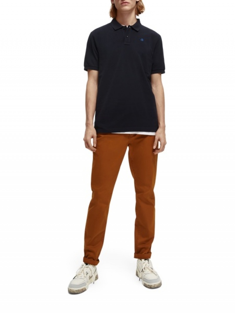 Scotch & Soda The Mott Super-slim Fit Organic Baumwoll Hose Herren Khaki | SN-SAS56583