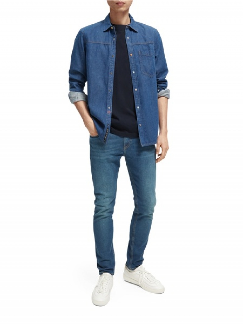Scotch & Soda The Skim Super-slim Fit Organic Baumwoll Jeans Herren Blau | SN-SAS56541
