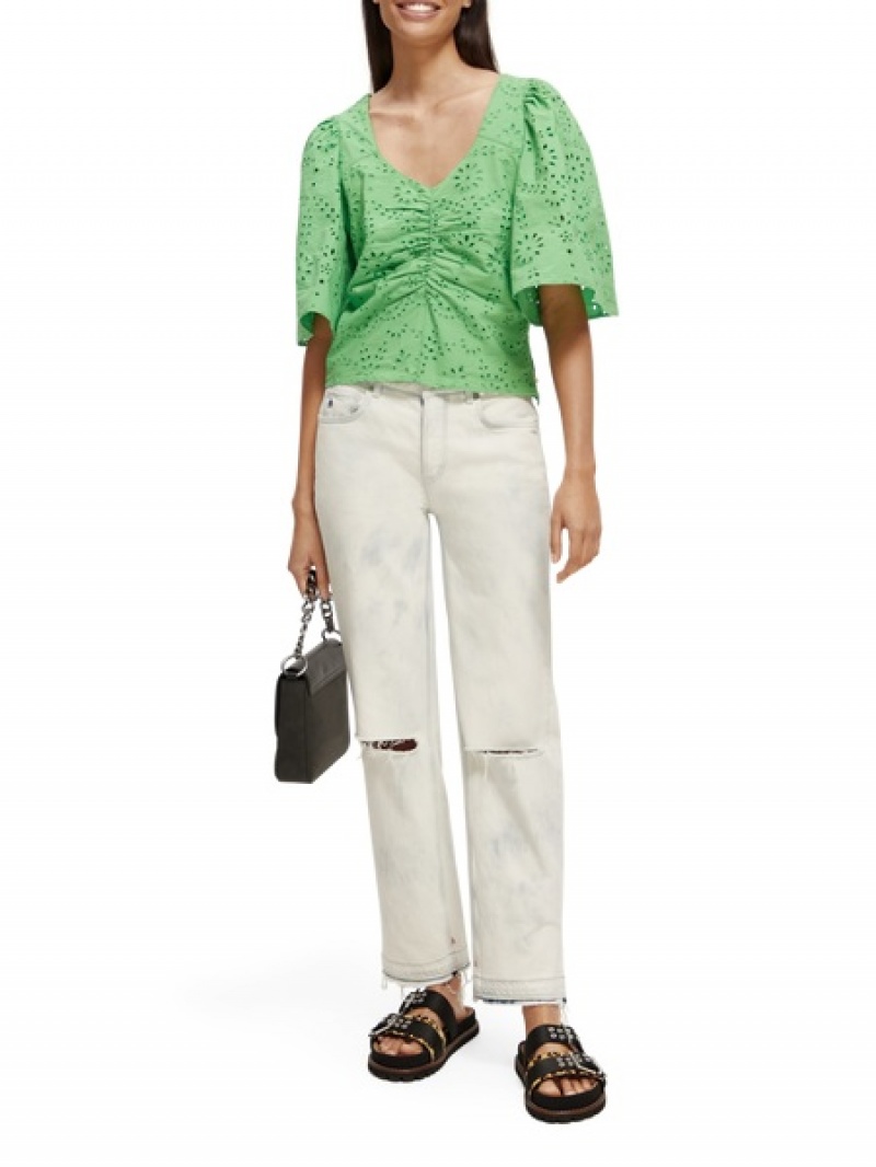 Scotch & Soda The Sky High-rise Gerade Leg Jeans Damen Weiß | SN-SAS56831