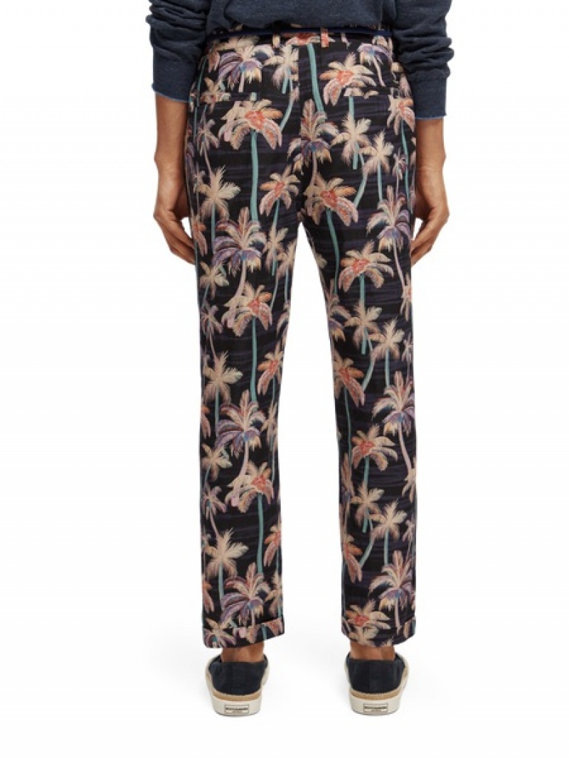 Scotch & Soda The Twilt Printed Falten Hose Herren Schwarz | SN-SAS56587