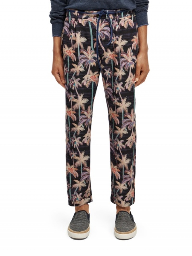 Scotch & Soda The Twilt Printed Falten Hose Herren Schwarz | SN-SAS56587