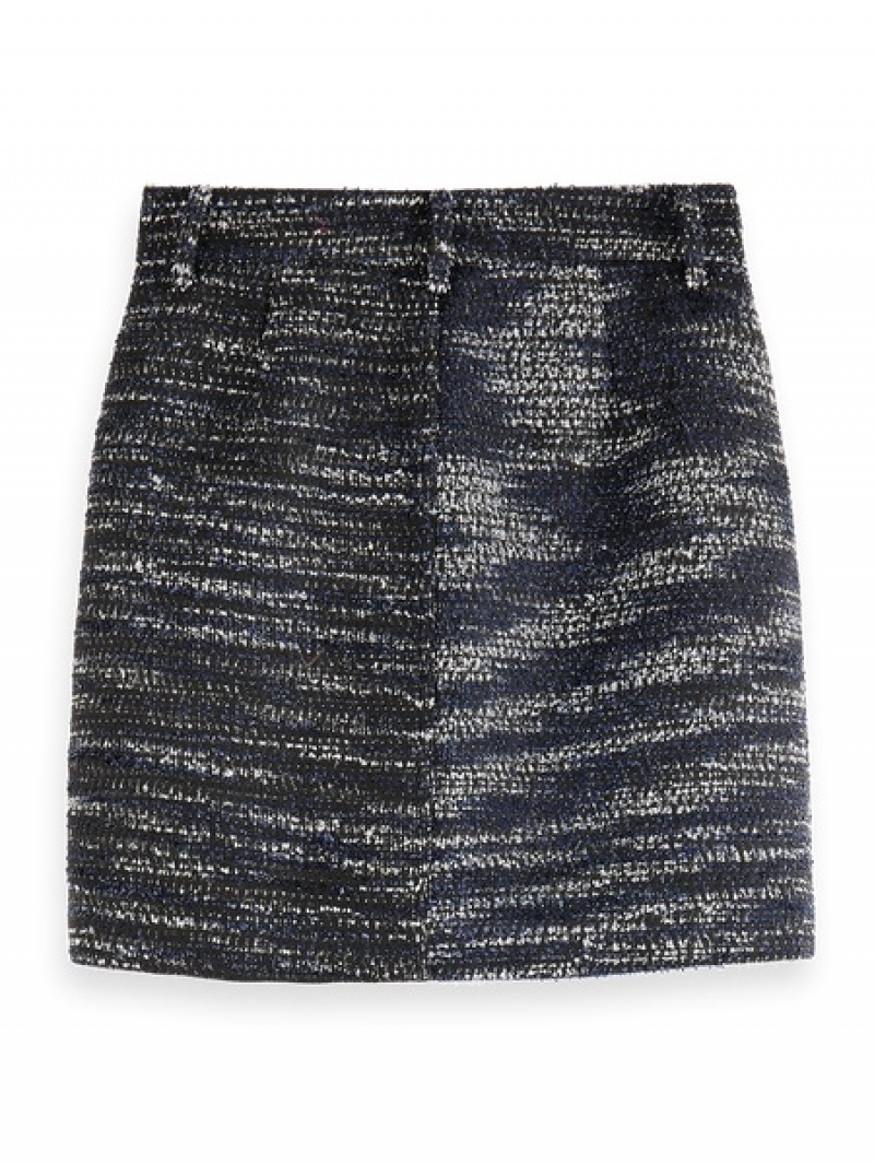 Scotch & Soda Tweed Mini GolfSkirts Damen Navy | SN-SAS56796
