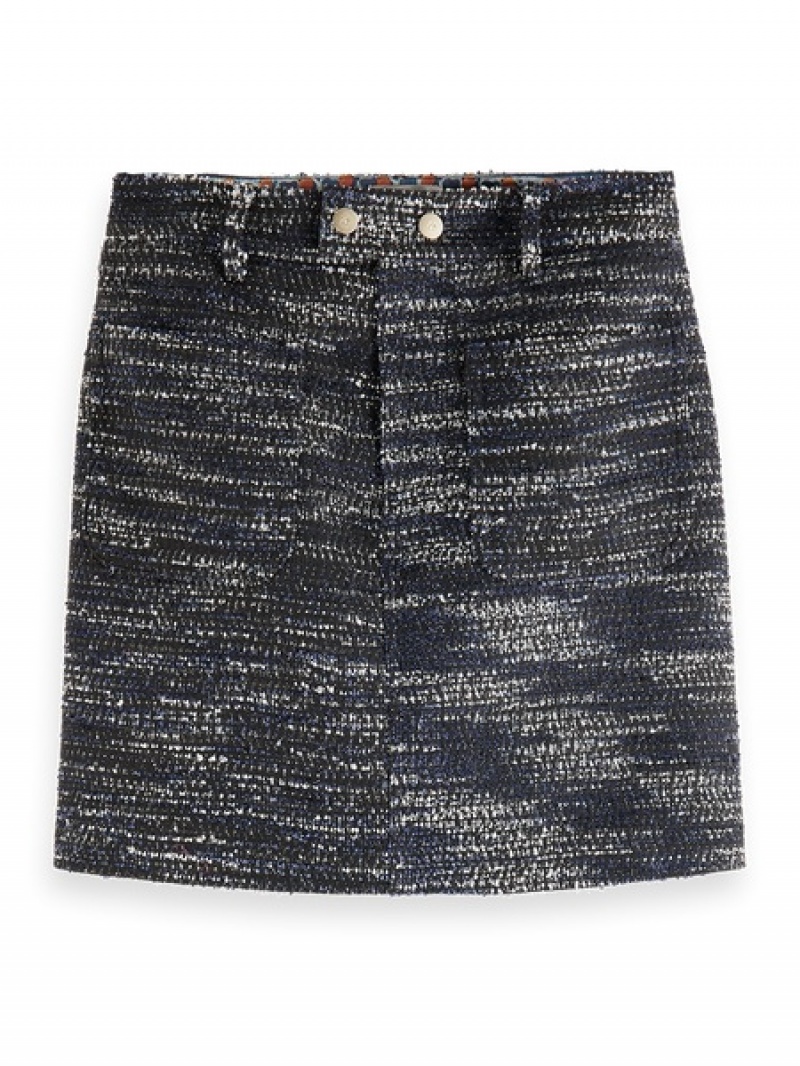 Scotch & Soda Tweed Mini GolfSkirts Damen Navy | SN-SAS56796