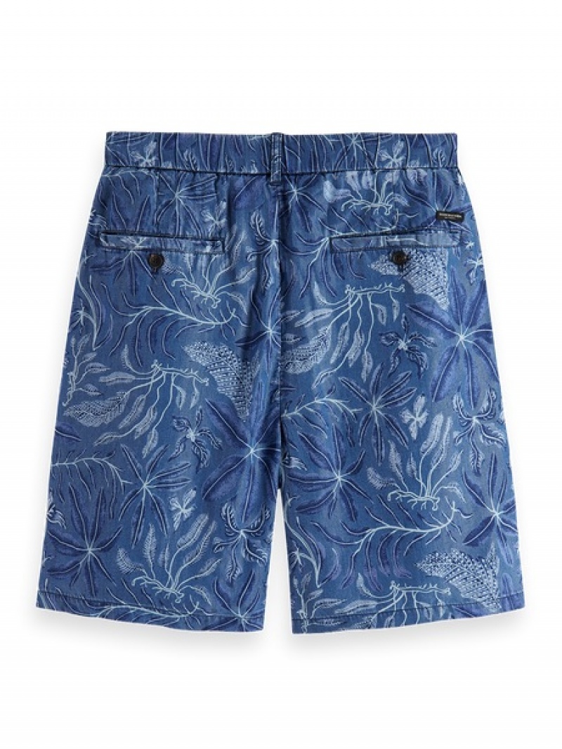 Scotch & Soda Twilt - Allover Printed Falten Kurze Hose Herren Navy Blau | SN-SAS56662