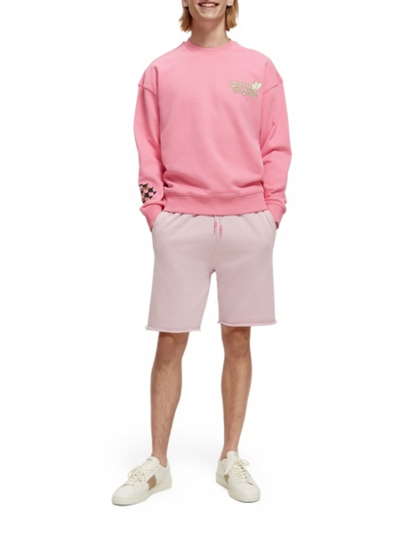 Scotch & Soda Unisex Organic Baumwoll Sweat Kurze Hose Herren Grau Rosa | SN-SAS56635