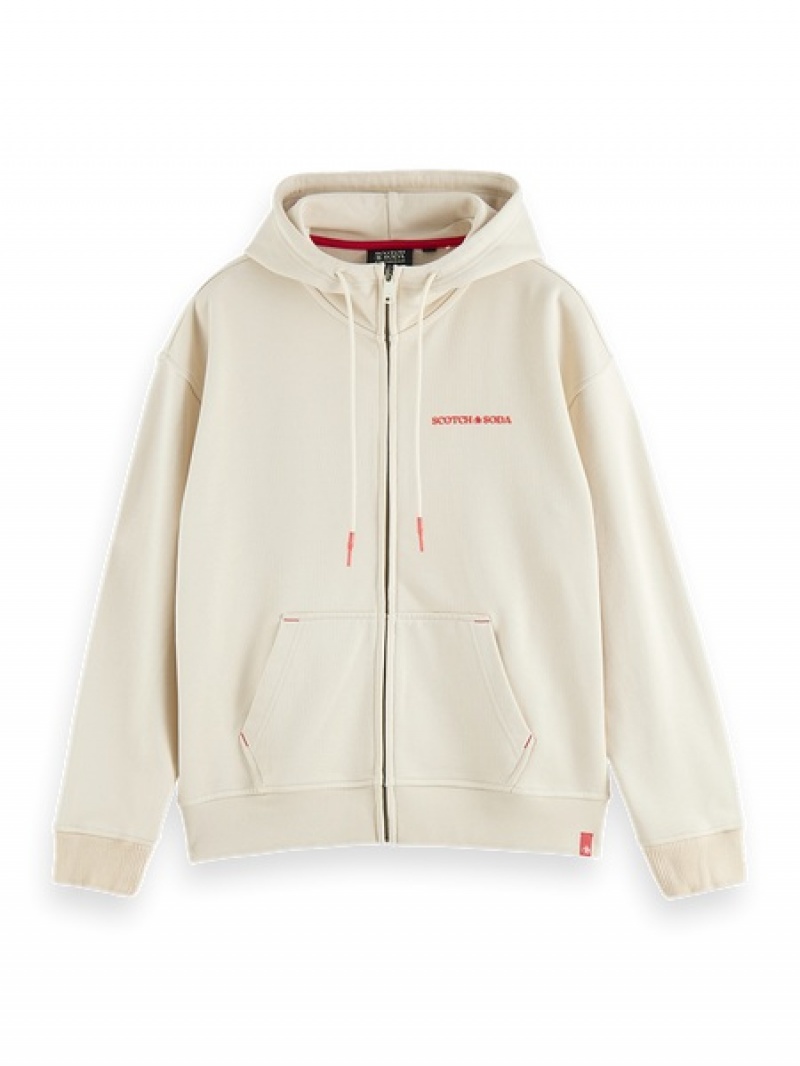 Scotch & Soda Unisex Organic Baumwoll Zip-thru Hoodie Herren Grau | SN-SAS56440