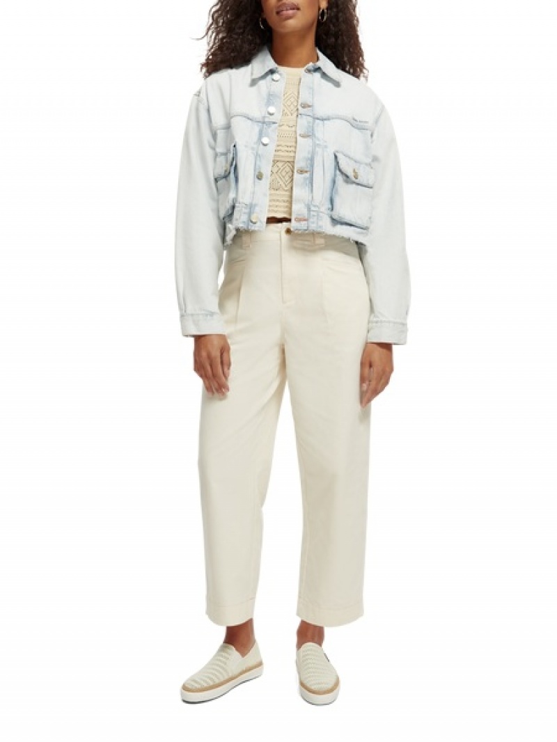 Scotch & Soda Utility Trucker Jacken Damen Weiß | SN-SAS56872