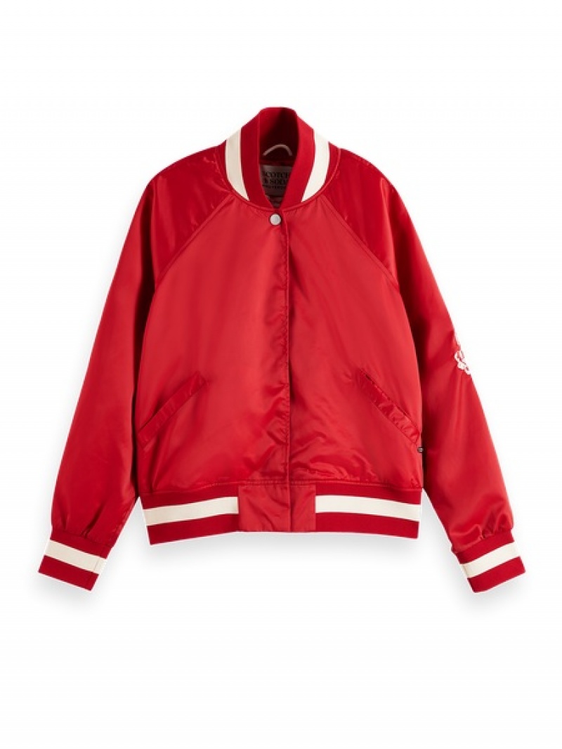 Scotch & Soda Varsity Bomber Jacken Damen Rot | SN-SAS56871