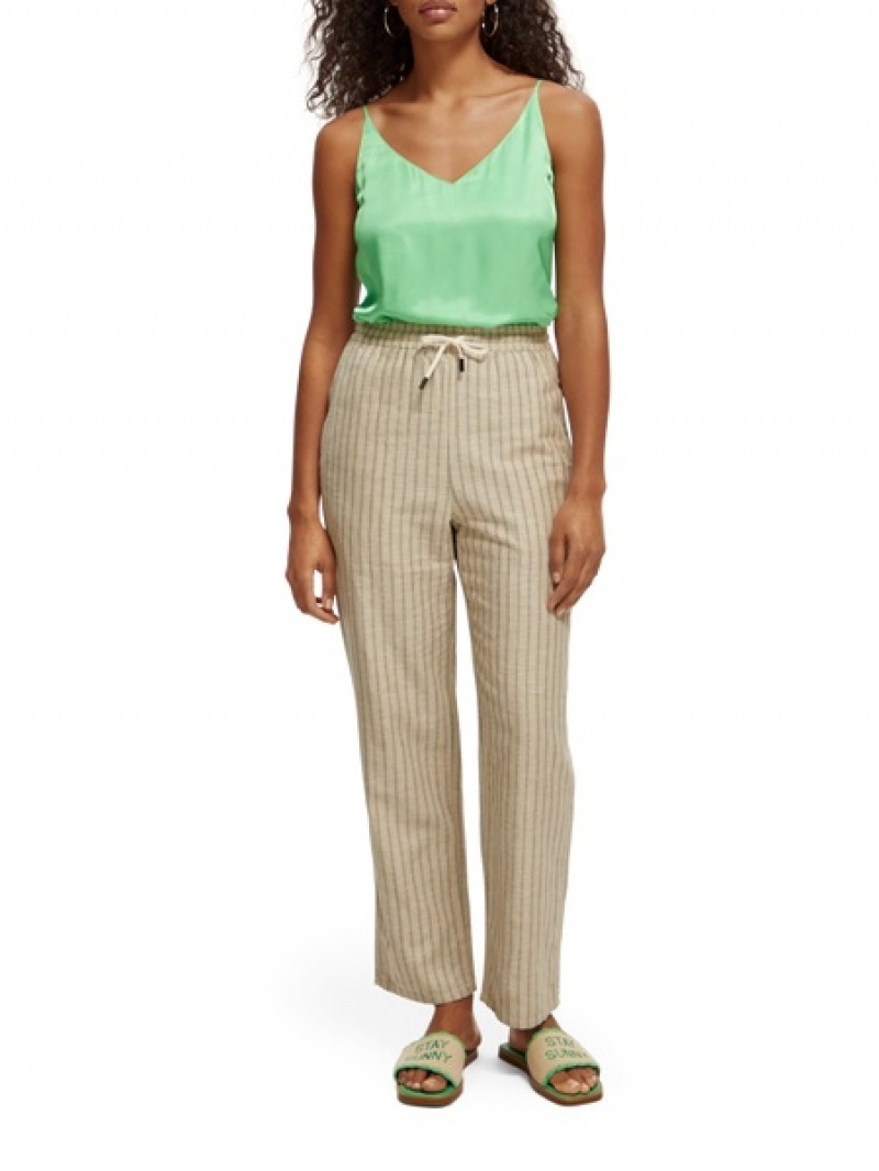 Scotch & Soda V-neck Jersey Oberteile Damen Grün | SN-SAS56734