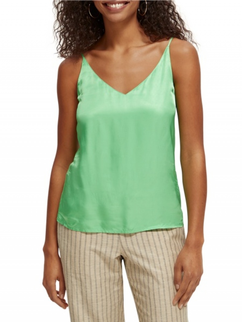 Scotch & Soda V-neck Jersey Oberteile Damen Grün | SN-SAS56734