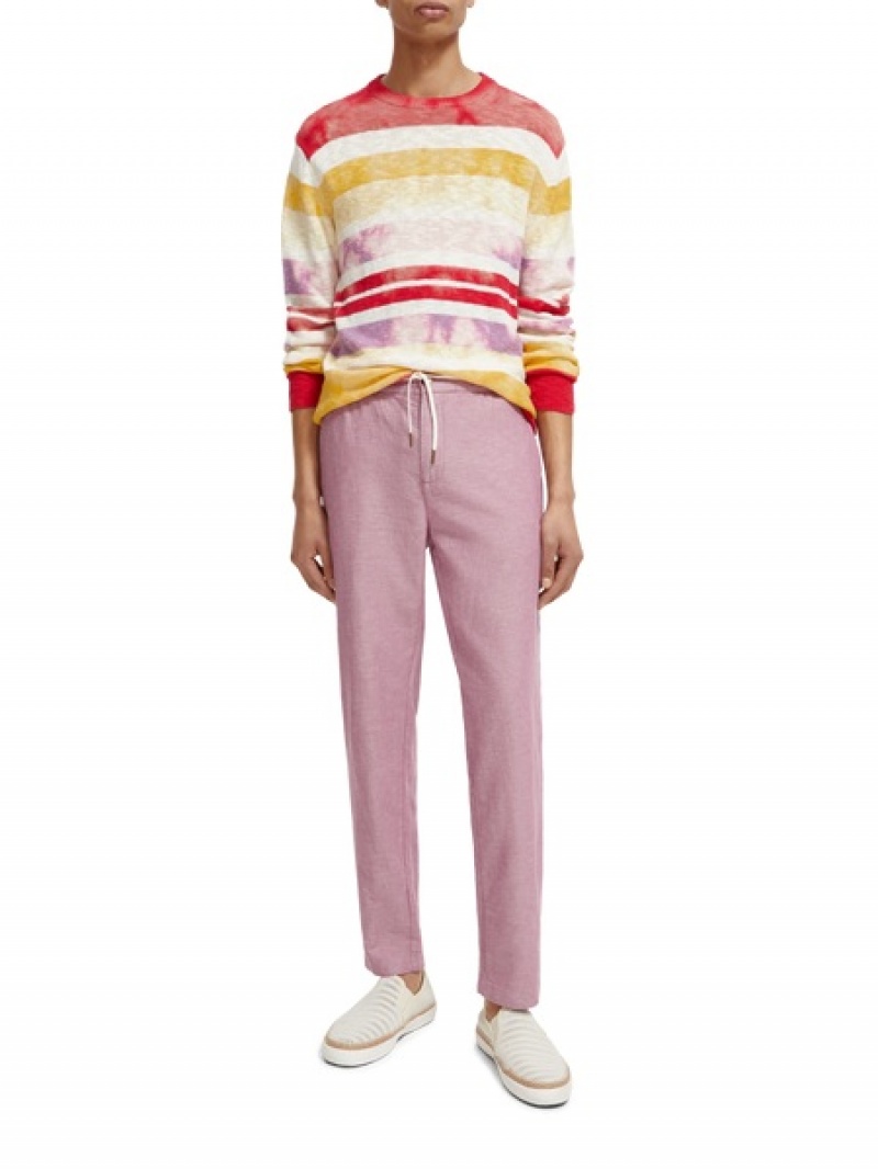Scotch & Soda Warren Gerade Leg Linen-blended Hose Herren Rosa | SN-SAS56565