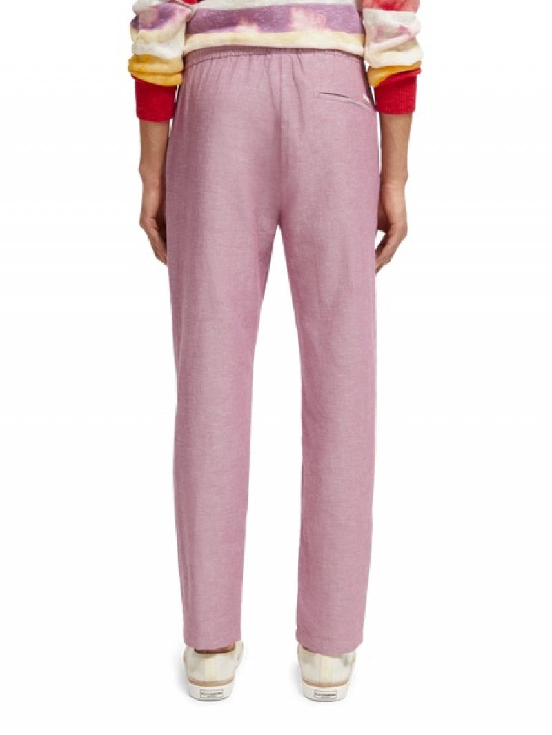 Scotch & Soda Warren Gerade Leg Linen-blended Hose Herren Rosa | SN-SAS56565