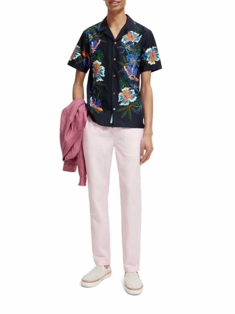 Scotch & Soda Warren Gerade Leg Linen-blended Hose Herren Rosa | SN-SAS56603