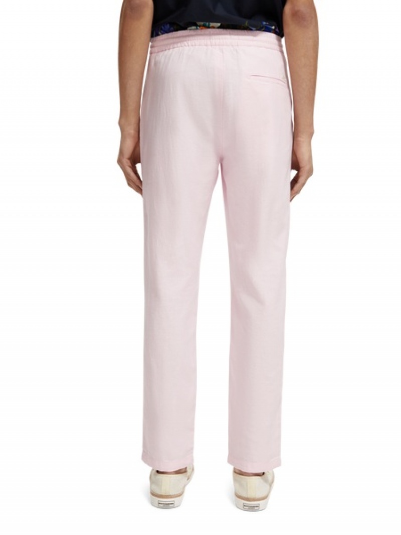 Scotch & Soda Warren Gerade Leg Linen-blended Hose Herren Rosa | SN-SAS56603