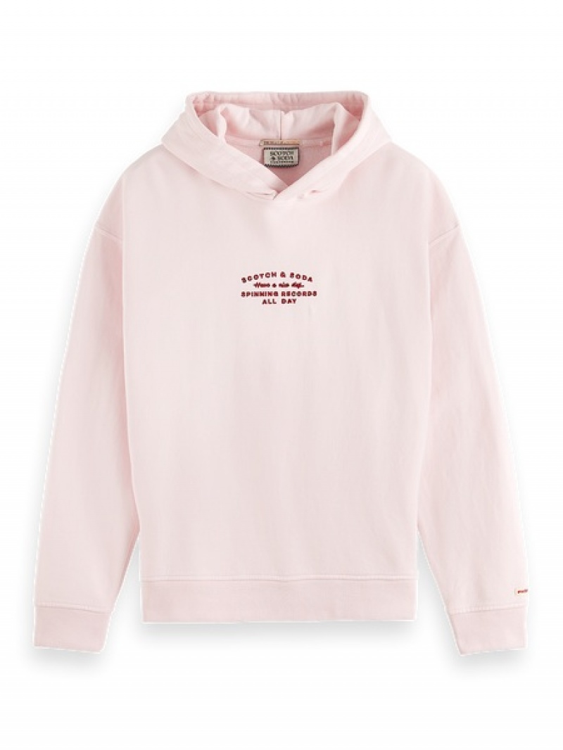Scotch & Soda Washed Artwork Hoodie Herren Rosa | SN-SAS56435