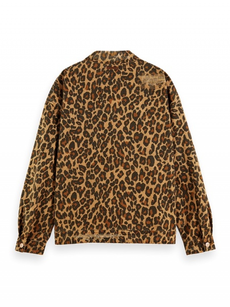 Scotch & Soda Washed Twill Boyfriend Fit Workwear Jacken Damen Leopard | SN-SAS56864