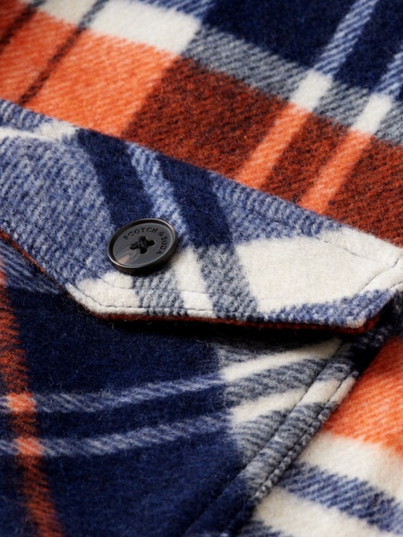 Scotch & Soda Wolle Blend Checked Jacken Damen Mehrfarbig | SN-SAS56861