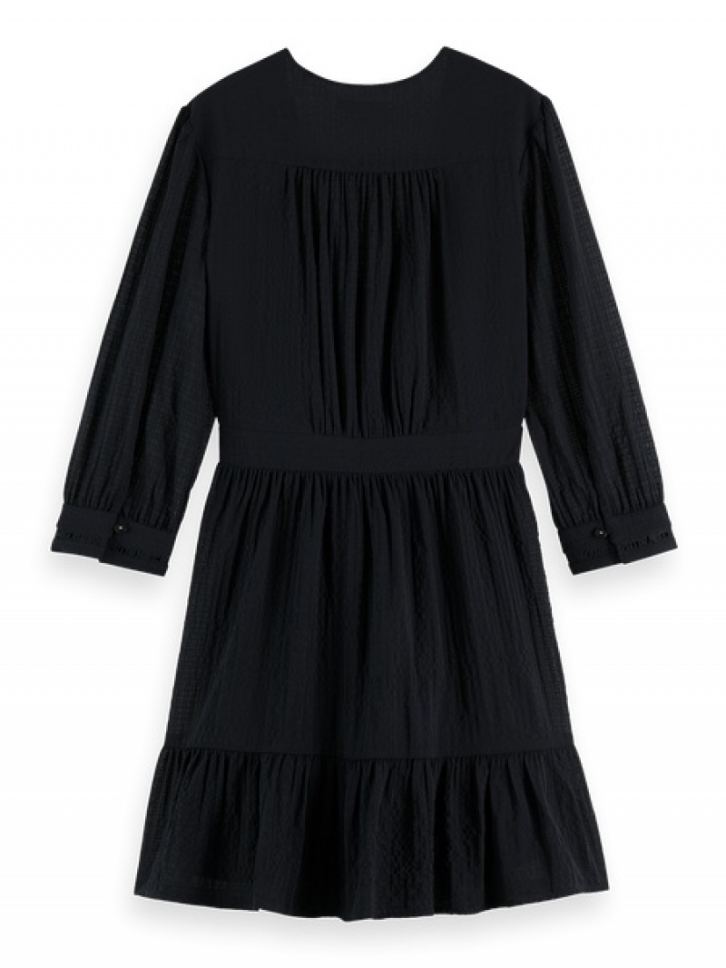 Scotch & Soda Wrap Mini Kleid Damen Schwarz | SN-SAS56817