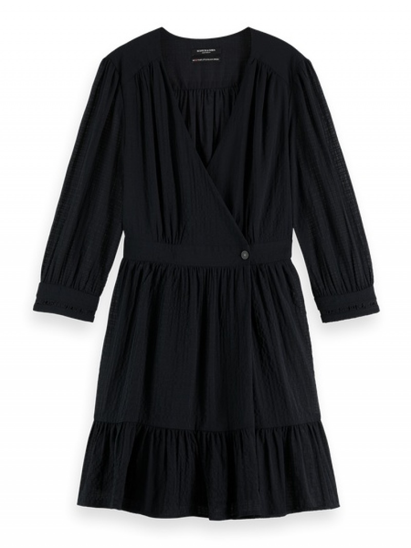 Scotch & Soda Wrap Mini Kleid Damen Schwarz | SN-SAS56817