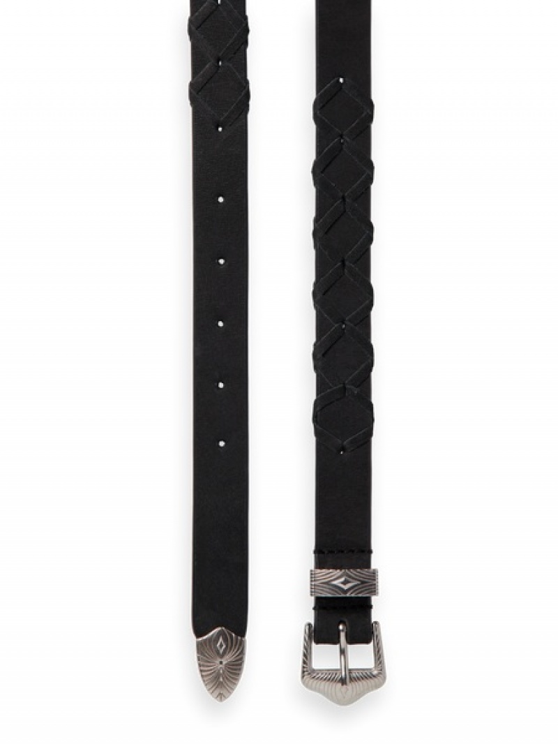 Scotch & Soda Xxx Braided Gürtel Damen Schwarz | SN-SAS56907