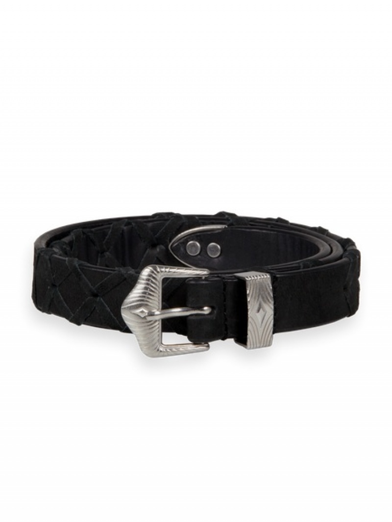 Scotch & Soda Xxx Braided Gürtel Damen Schwarz | SN-SAS56907