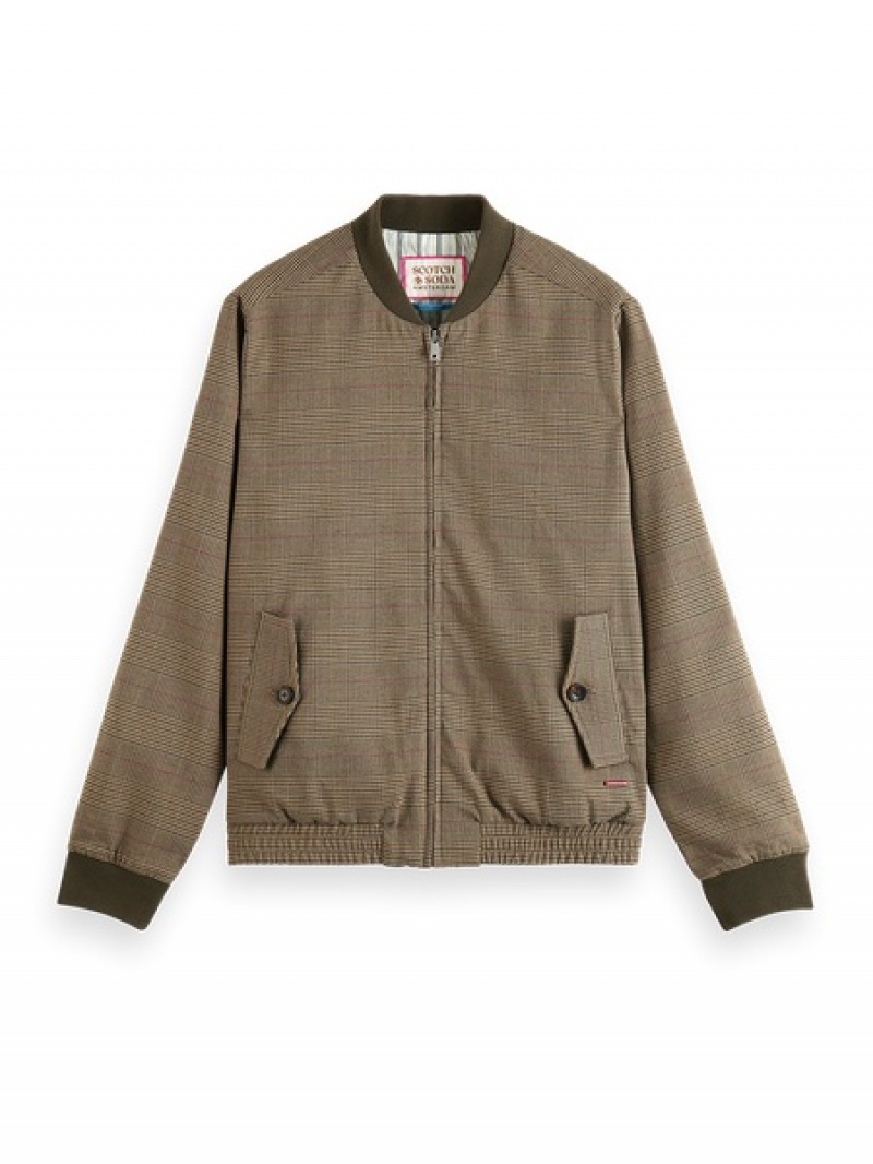 Scotch & Soda Yarn-dyed Bomber Jacken Herren Grau Braun | SN-SAS56609