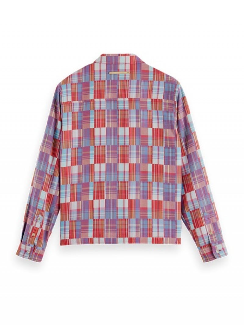 Scotch & Soda Zip-front Check Hemd Herren Rot | SN-SAS56522