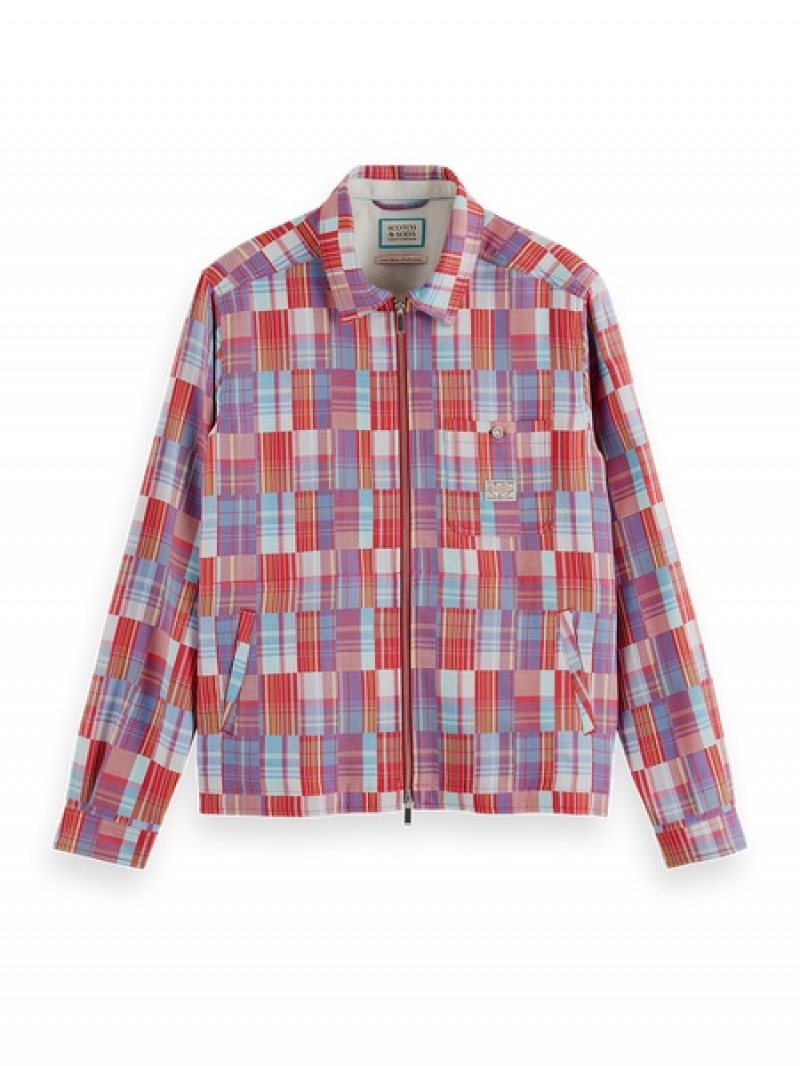 Scotch & Soda Zip-front Check Hemd Herren Rot | SN-SAS56522