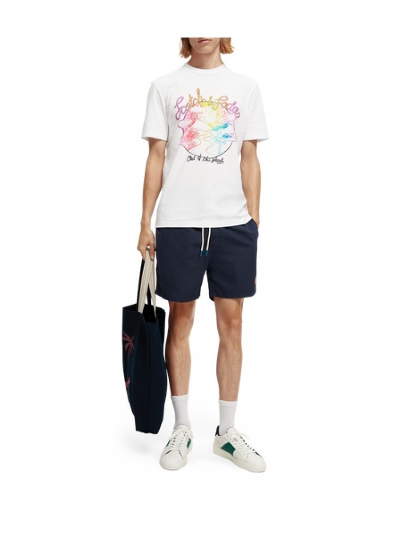 Scotch & Soda -length Printed Swim Schwimmen Herren Navy | SN-SAS56681
